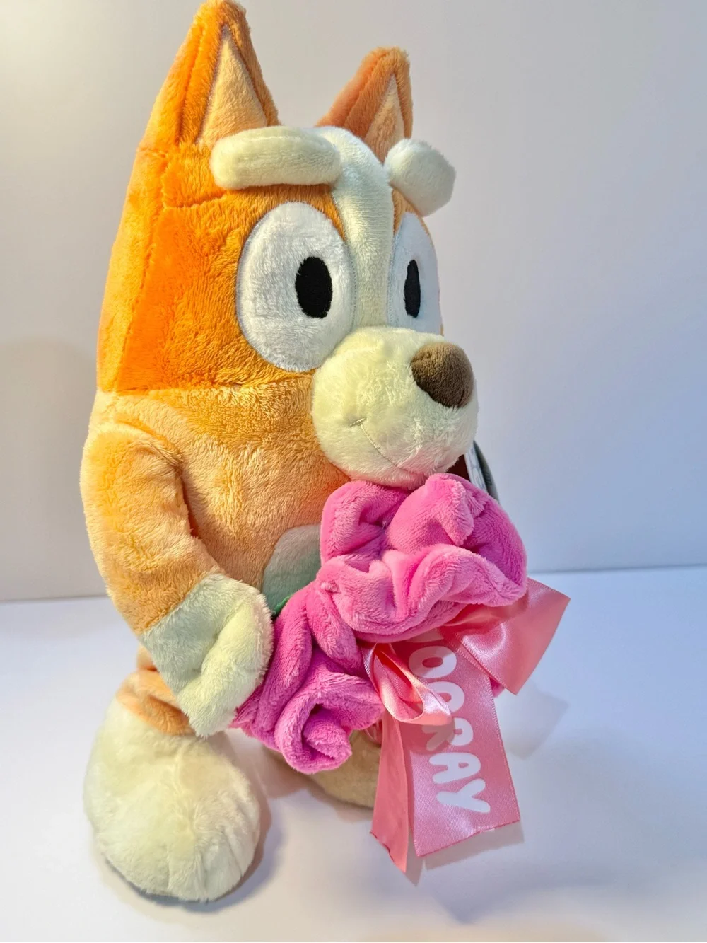 Bluey Bingo Animated Valentines Plush Stuffed Animal with Scented Floral Bouquet